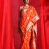 orange Floral embrodered Banarsi saress