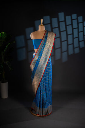 Emerald Blue Banarsi Silk Booti saree