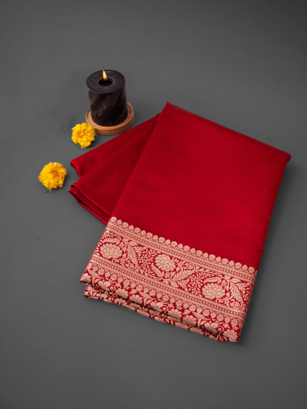 Banarsi Border Solid Maroon Silk Saree