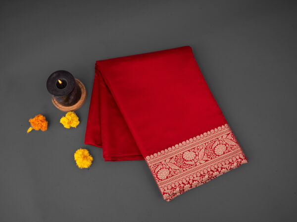 Banarsi Border Solid Maroon Silk Saree